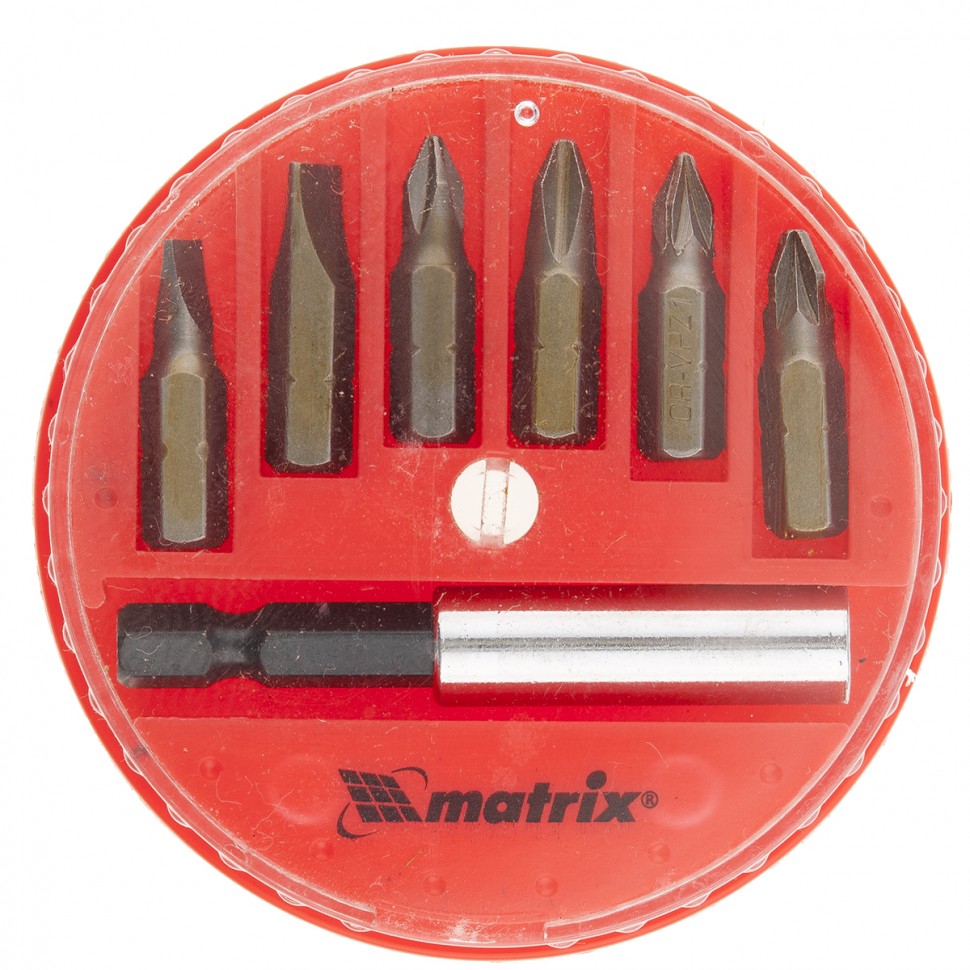 Набор бит, магнитный адаптер для бит, сталь 45Х MATRIX 11392
