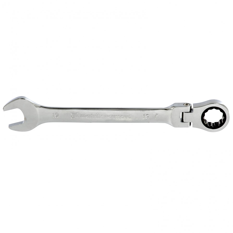 Ключ комбинированный трещоточный, 19 мм, шарнирный MATRIX  14871